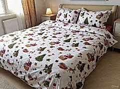 Noel Baba ve Kızağı %100 Pamuk Nevresim Takımı – Çift Kişilik Yılbaşı Temalı Yumuşak Nevresim Seti