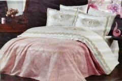 İpekçe Eliza Yatak Örtüsü Seti 6 Parça  Pamuk saten Pudra