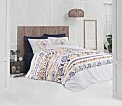 Altınbaşak %100 Pamuk Ranforce Tek Kişilik Nevresim Takımı Ethnic İndigo